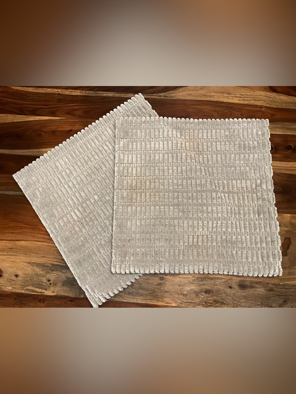 22” Square Pillow Covers-Set of 2-Gray Chenille-insert not included
